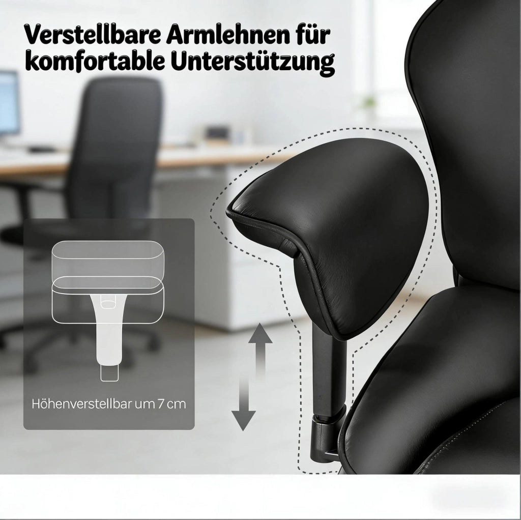 Sedia da ufficio ergonomica 77x71x118,5 cm in PU nero, regolabile per smart working