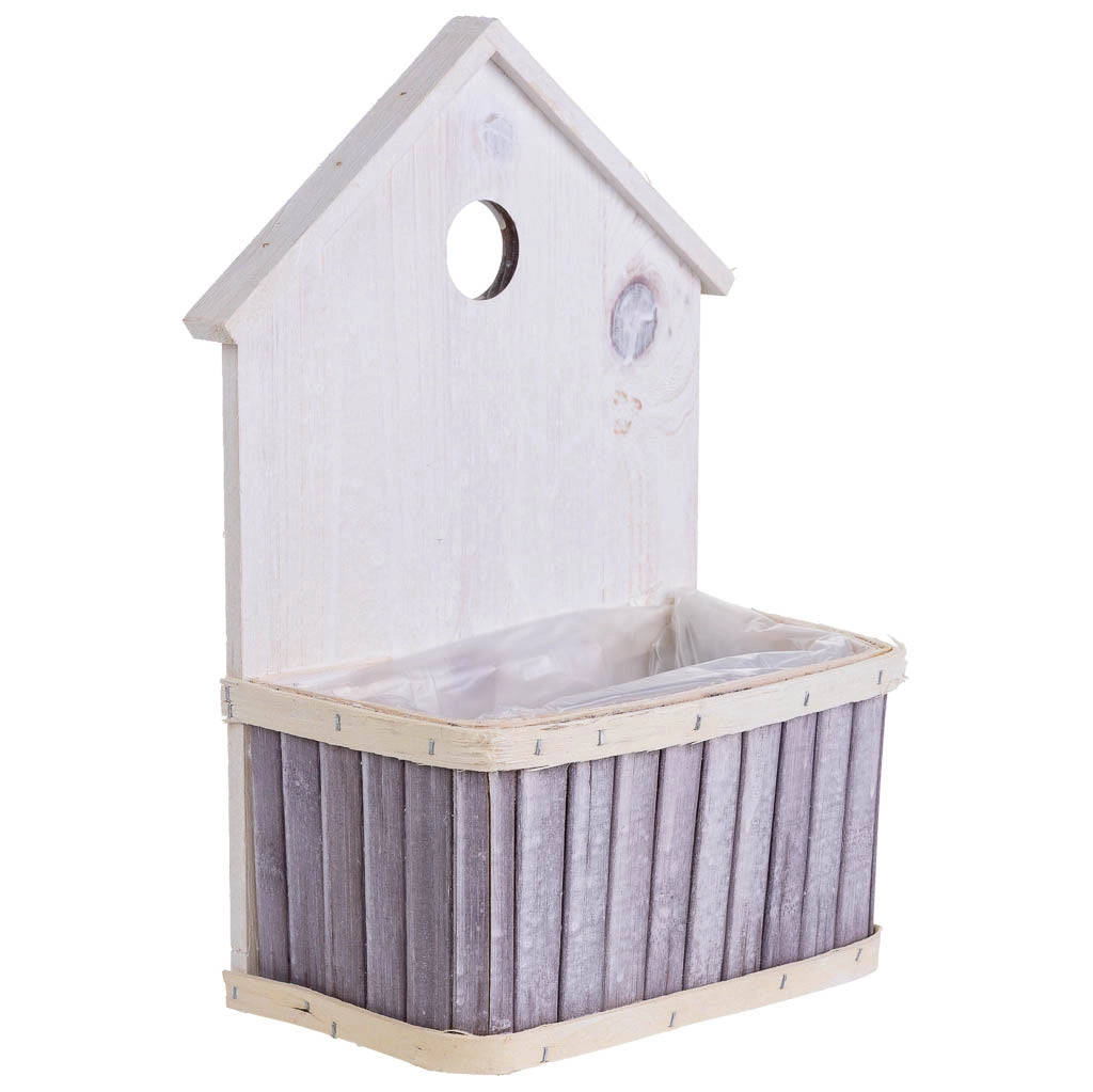 Supporto per fioriera quadrato in bambù grigio 21x10x29/11H cm