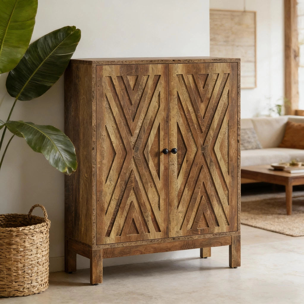 SCARPIERA 5 RIPIANI Marrone Rustico in MDF e Metallo