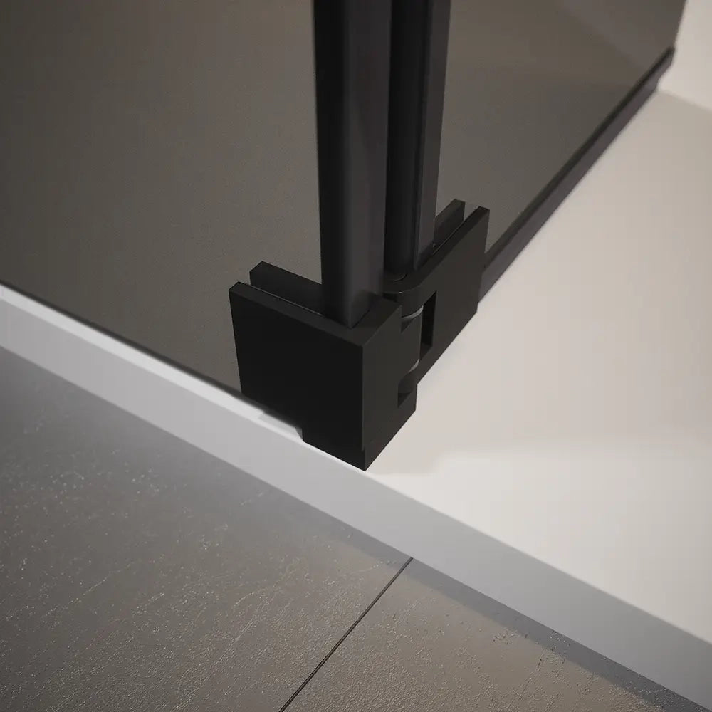 Doccia walk-in 120cm + anta 30cm vetro temperato anticalcare 10mm fumé profili neri | Naxos