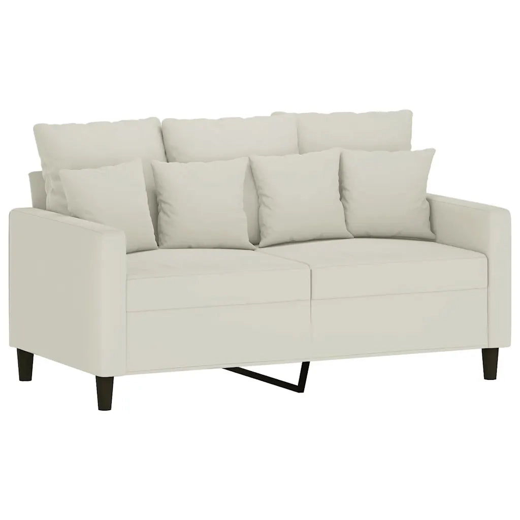 Set di Divani 2 pz con Cuscini Crema in Velluto