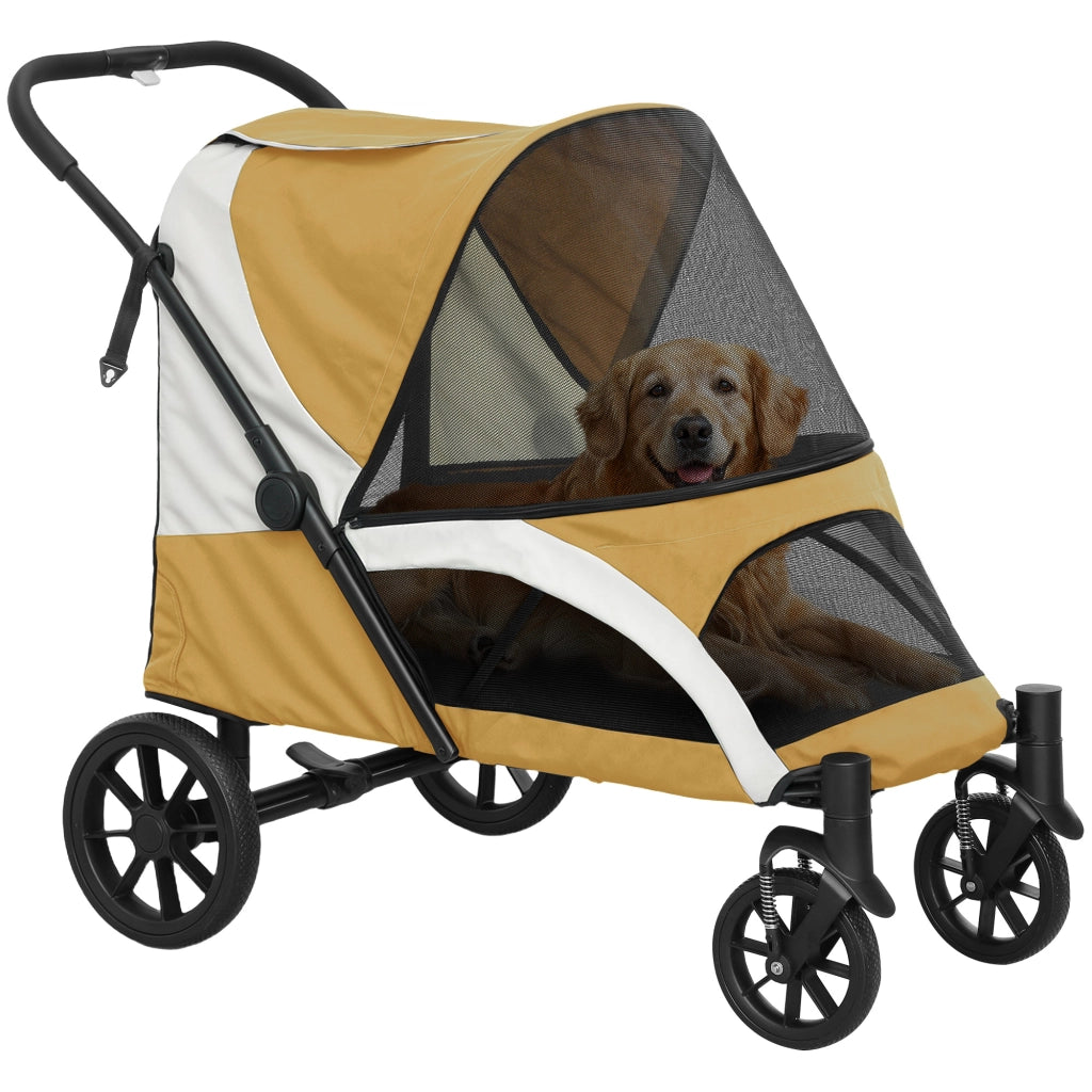 Passeggino per Cani Pieghevole ¨C Xylo ¨C 4 Ruote, Freni, Guinzaglio Sicurezza, Marrone