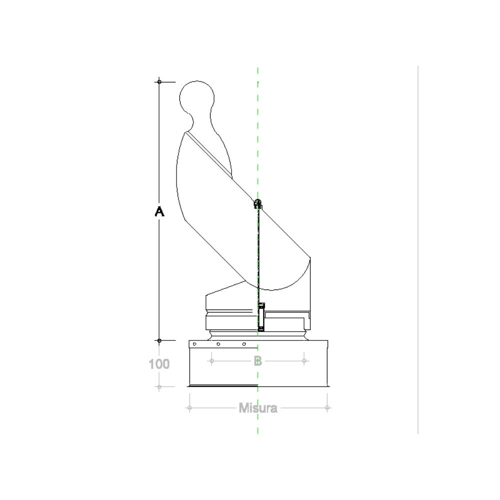 Fumaiolo gallo 32x32cm in acciaio inox base quadra