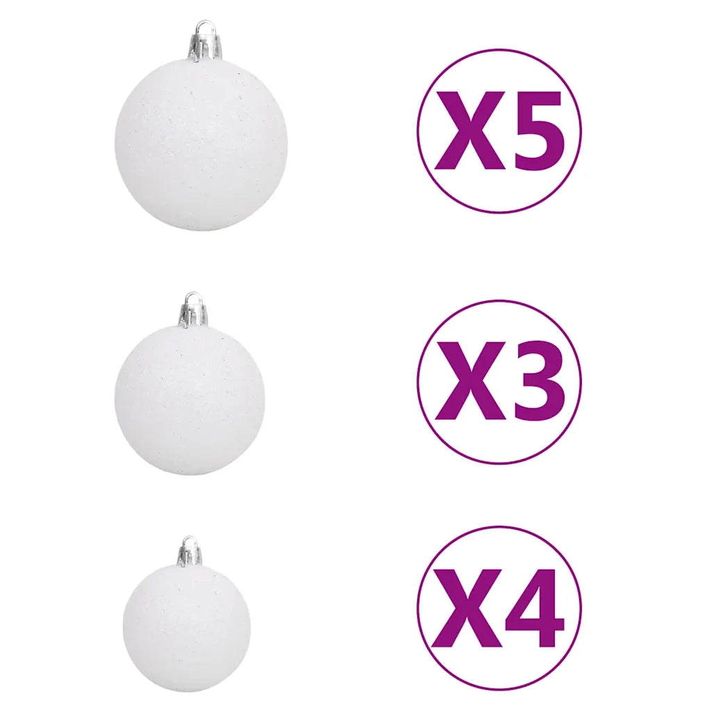 Set Natale con 60 Palline Punta e 150 Luci LED Bianco e Grigio 330099
