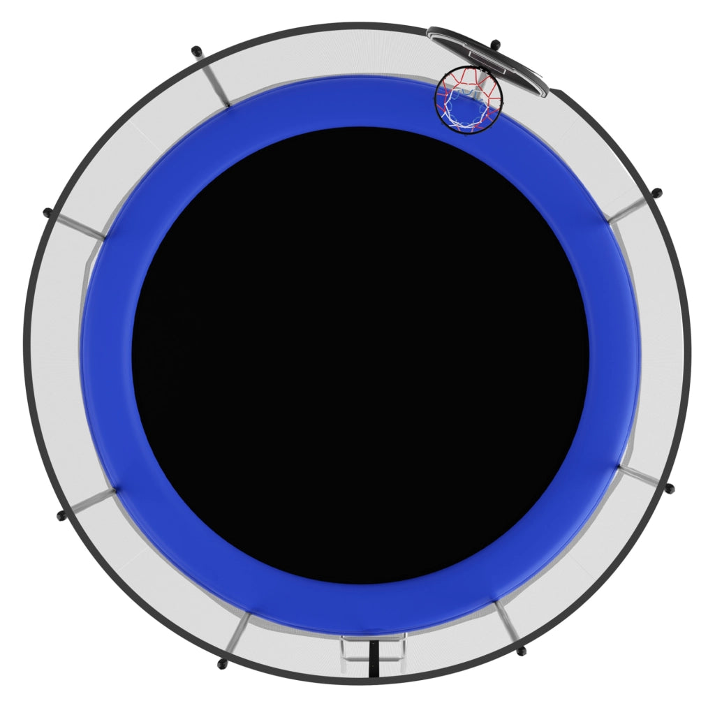 Trampolino rotondo da esterno 366 cm in acciaio blu con rete di sicurezza -