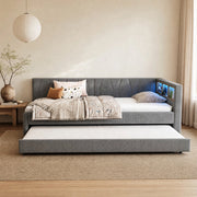 Letto daybed multifunzione 90x200 cm con letto estraibile; USB Type C; LED; grigio
