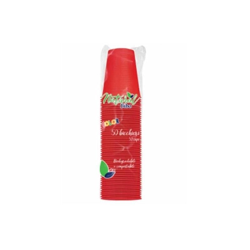 BIBO BICCHIERI IN BIOPLASTICA IN CONFEZIONE DA 50 PEZZI 200 ML ROSSI