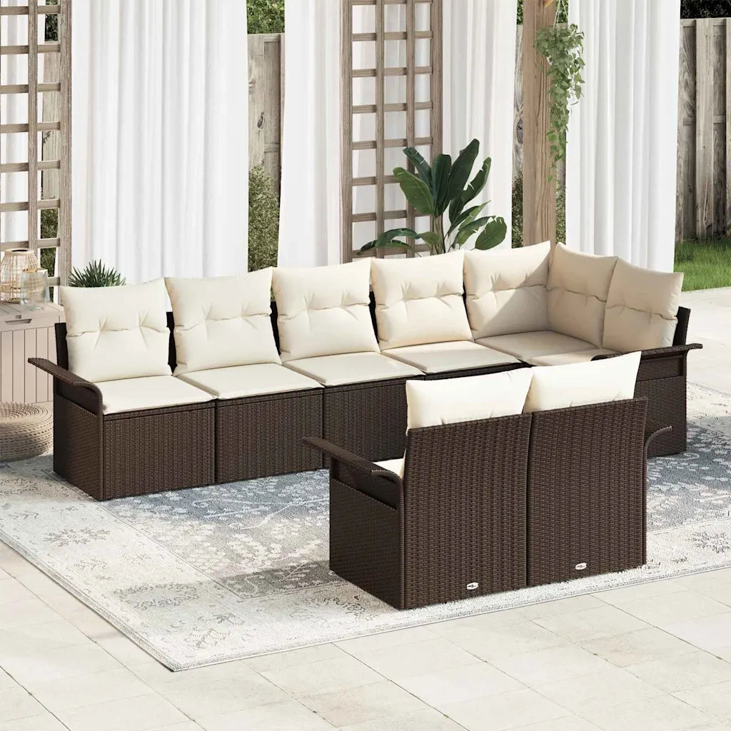 Set Divano da Giardino 8 pcs Marrone polyrattan