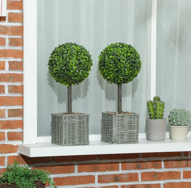 Set di 2 piante artificiali 50 cm in plastica verde UV per interno ed esterno