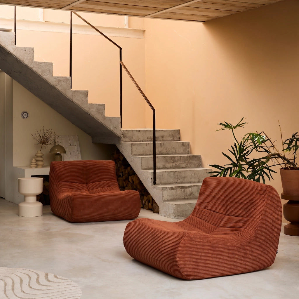 Divano modulare velluto, 2 posti, terracotta