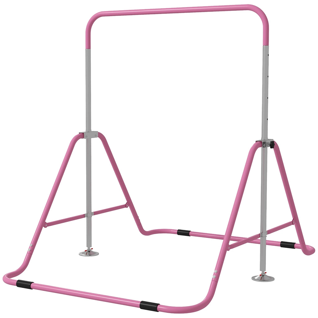 Sbarra per ginnastica per bambini pieghevole altezza regolabile 88-128 cm rosa robusta per casa