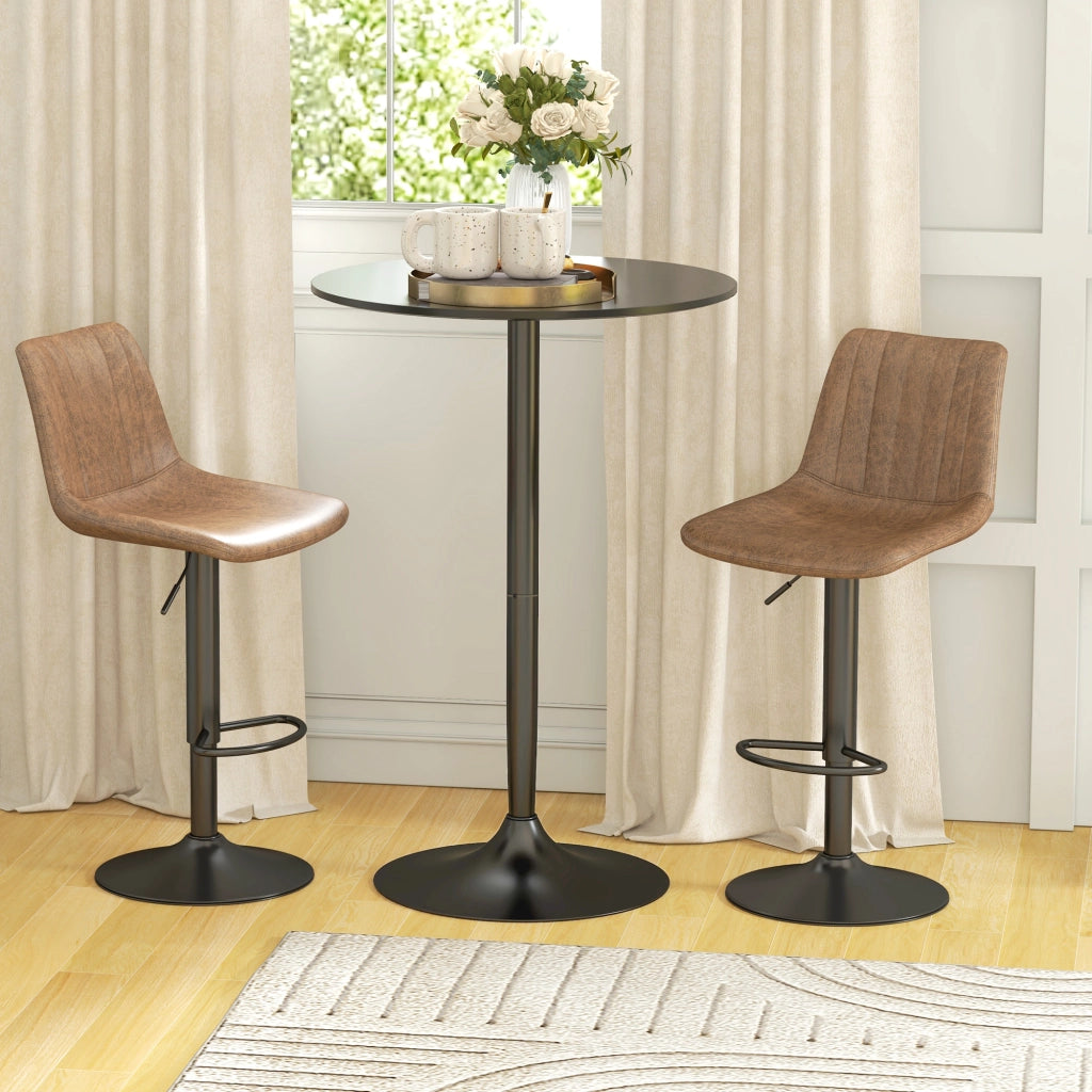 Tavolo da Bar Rotondo Moderno ¨C zephmum ¨C Nero, Acciaio e MDF, ?70x102cm