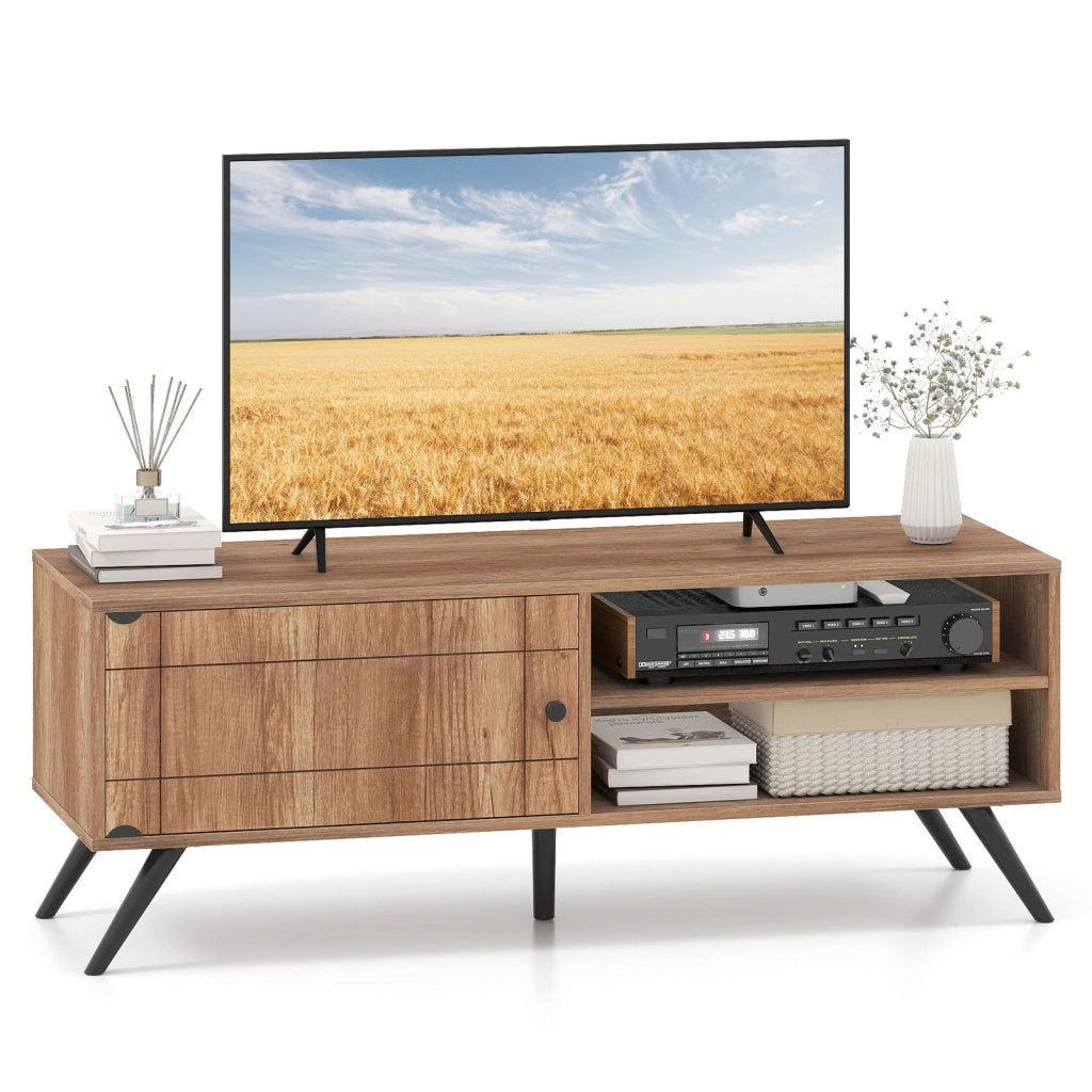 Mobile tv in legno stand videogiochi dvd 1 anta 2 scomparti passacavi, Tavolino porta televisore fino a 55 pollici