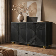 Credenza nera in MDF a 4 ante con ripiani regolabili