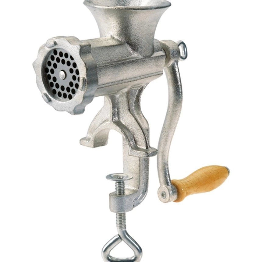 EVA 022552 Tritacarne Manuale in Ghisa Nr.8 disco forato 4,5 mm accessorio biscotti colore Inox