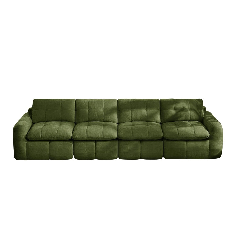 Divano 4 posti ¨C Minimal ¨C Verde in tessuto morbido, montaggio facile