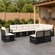 Set Divano da Giardino 10 pz Nero polyrattan 3435739