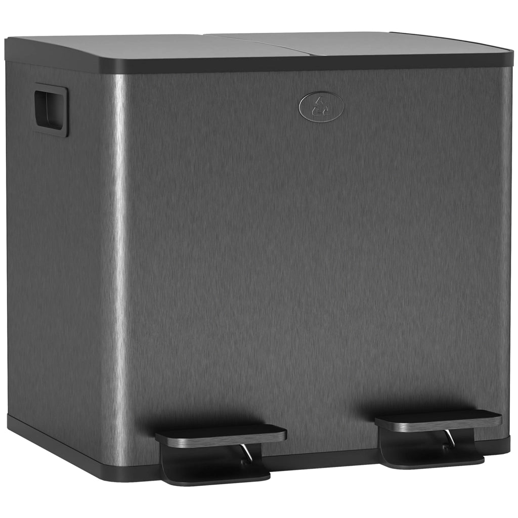 Cestino doppio ¨C Minimal ¨C Acciaio inox, plastica, nero