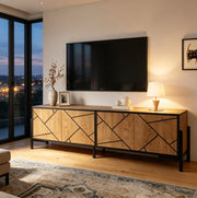Mobile TV compatto con 4 ante e design geometrico