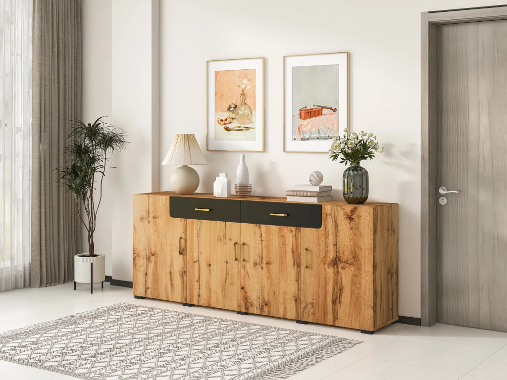 Credenza; 208x39;5x80 cm; con 4 ante; marrone