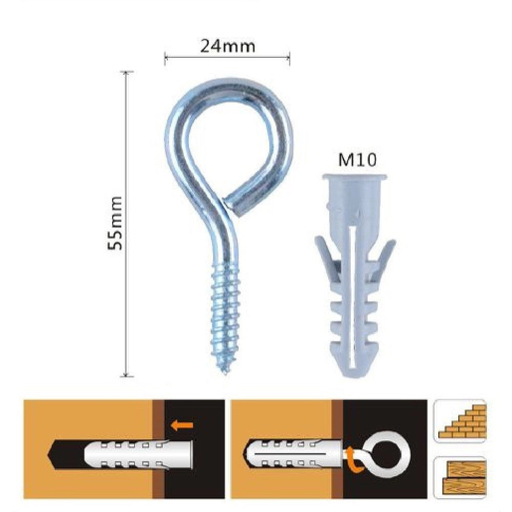 Trade Shop - Set 4pz Vite A Occhiello Chiuso 24x55mm + Tasselli Con Alette Tassello M10 90728 -