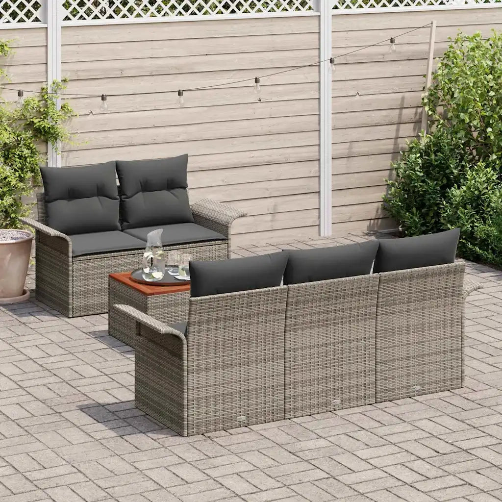 Set Divano da Giardino 6 pcs Grigio polyrattan 3355934