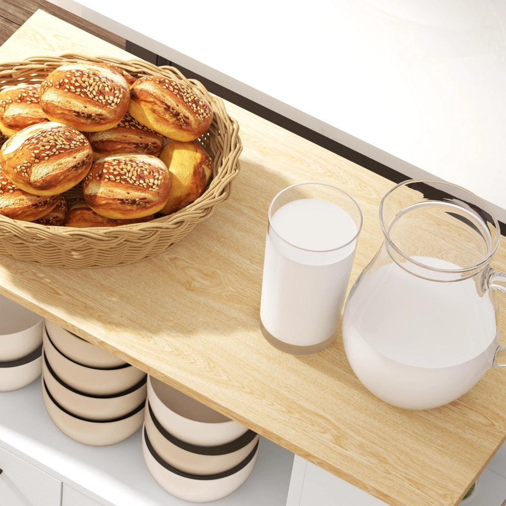 Carrello Cucina in Legno con Armadietto e Ripiano ¨C Minimal ¨C Rovere e Bianco 75x40x80.5