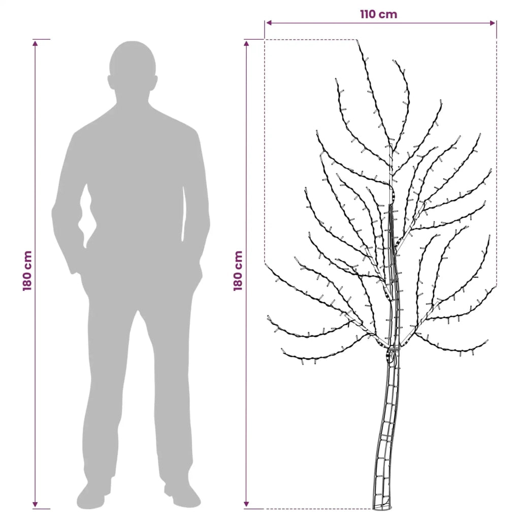 Albero di Natale da parete a LED 180 cm 200 LED Bianco freddo 42050791