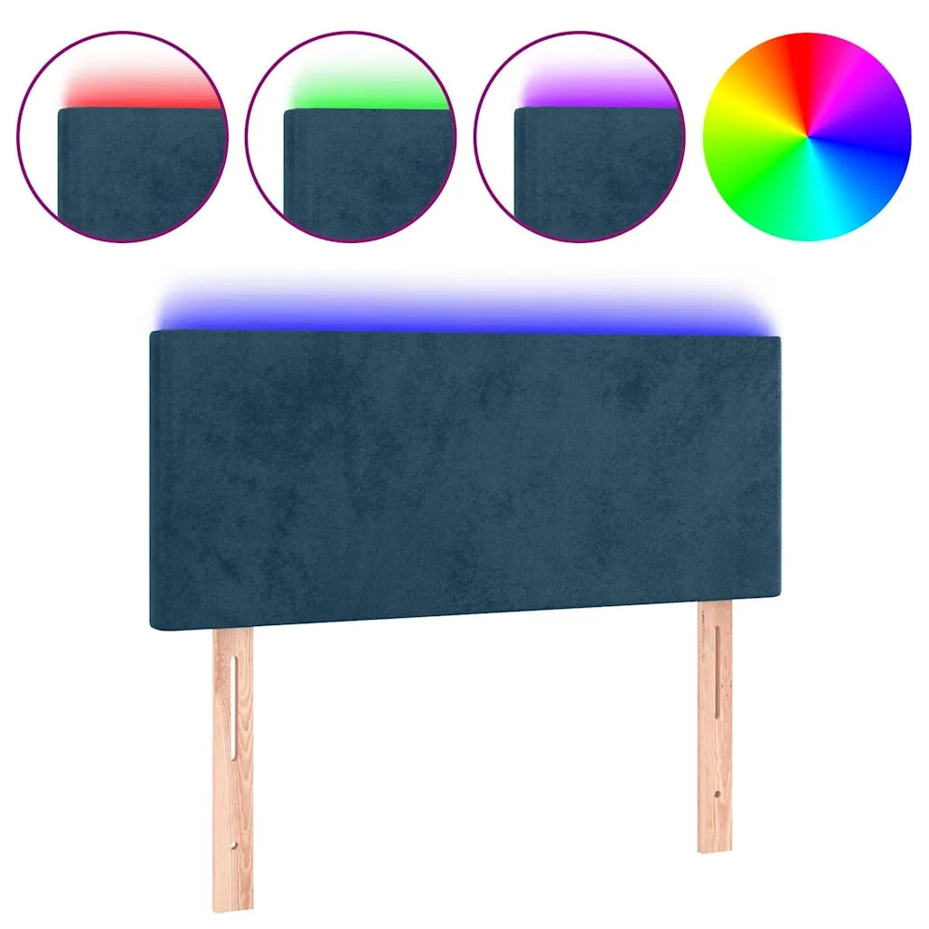 Testiera a LED-Testata con LED Blu Scuro 80x5x78/88 cm in Velluto 291296