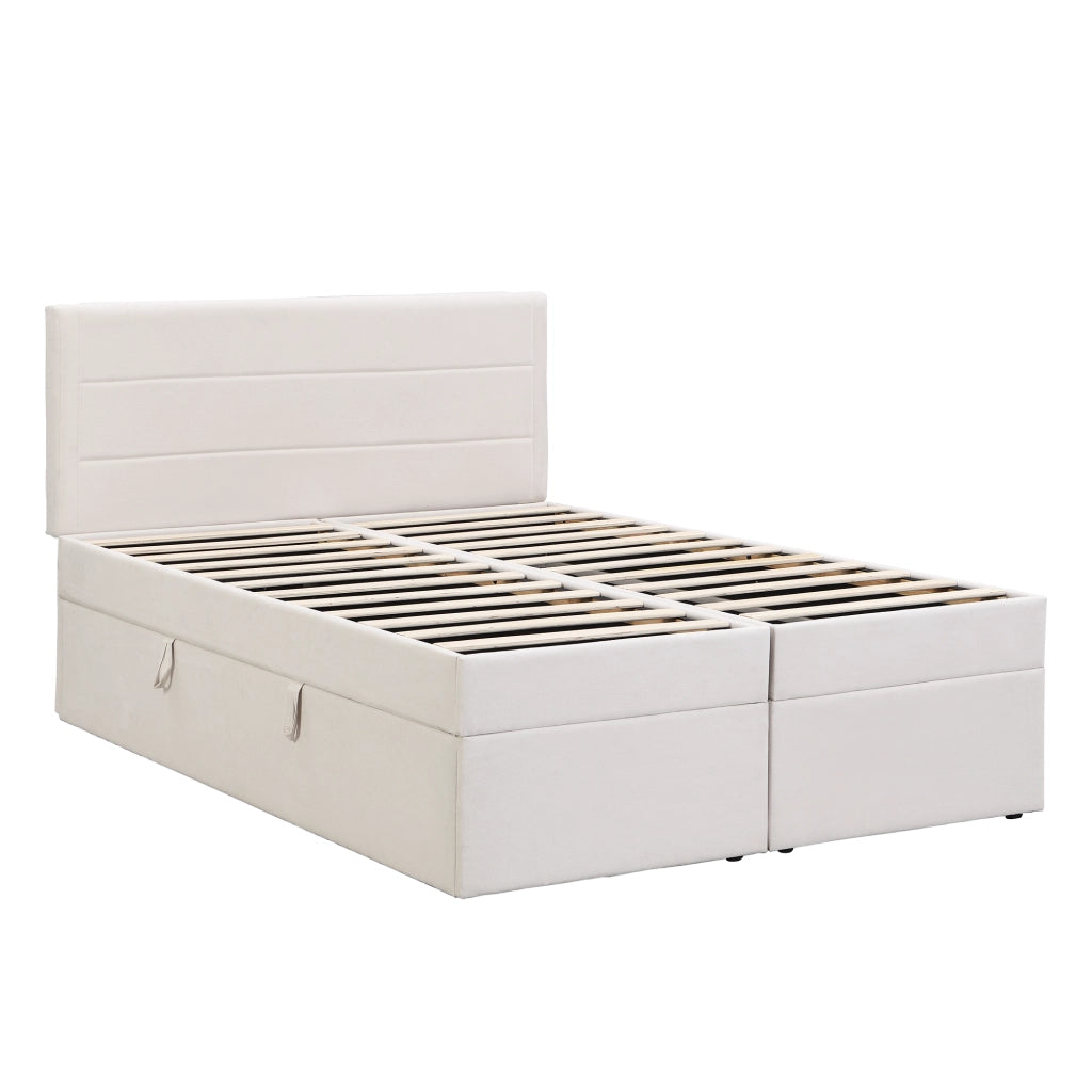 letto imbottito legno mdf beige 140 x 200 cm