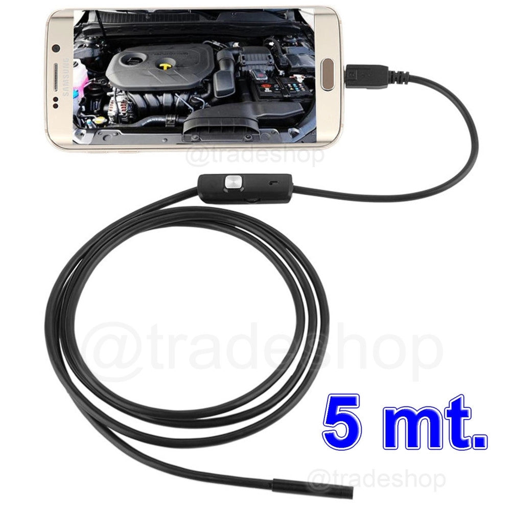 Trade Shop - Endoscopica Telecamera Ispezione Micro Usb Per Android Con Funzione Otg 5mt -