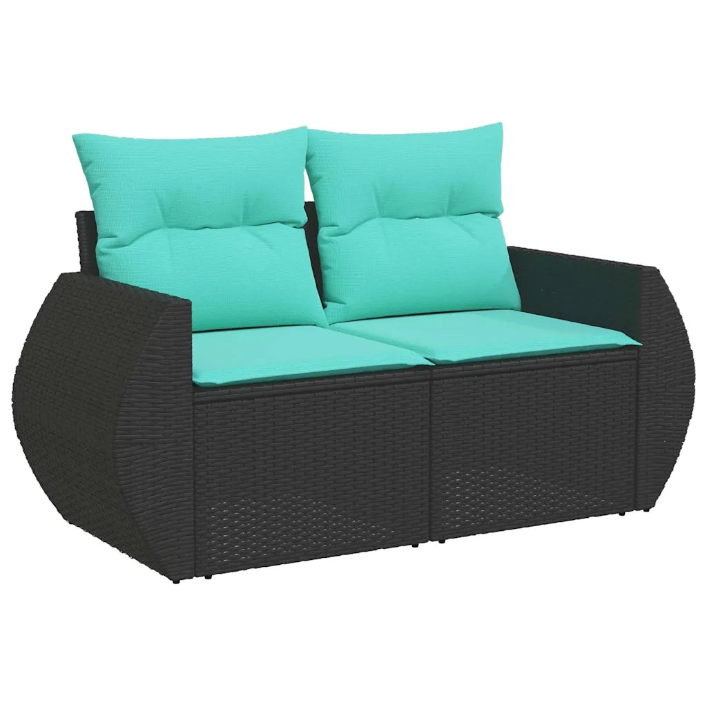 Set Divani da Giardino con Cuscini 7pz Nero Polyrattan 3325593