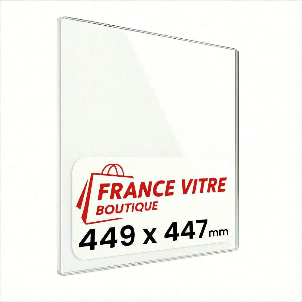 449 x 447 x 4 mm - Vetro per stufa a legna - vetro camino di ricambio - vetro per caminetto resistente al fuoco - France Vitre