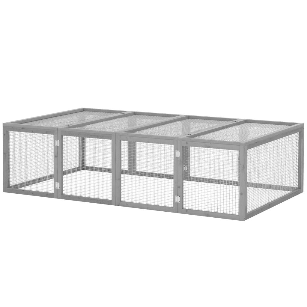 Conigliera da esterno e interno 181 x 100 x 48 cm ventilazione ottimale facile da pulire rustica in legno grigio 21_0007872