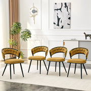 Set di 2 Sedie da Pranzo Gialle in Velluto con Struttura in Metallo Nero, Design Moderno con Schienale Avvolgente