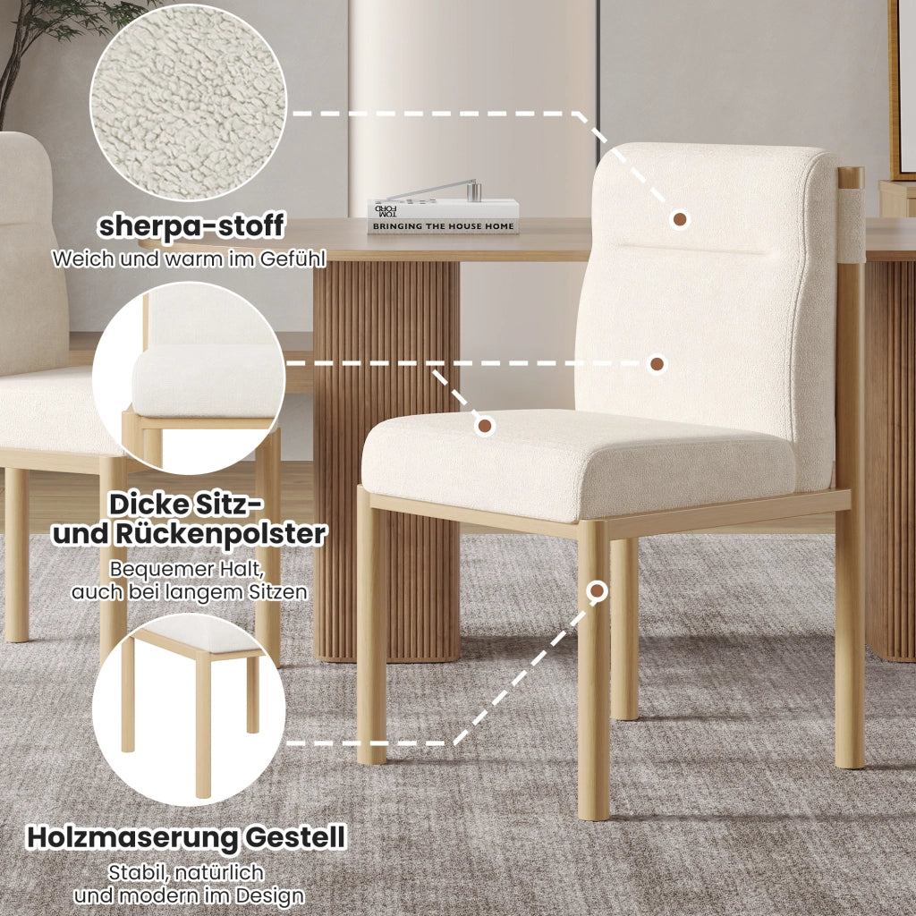 SEDIA Da pranzo Set da 2 pezzi Beige in Sherpa e metallo