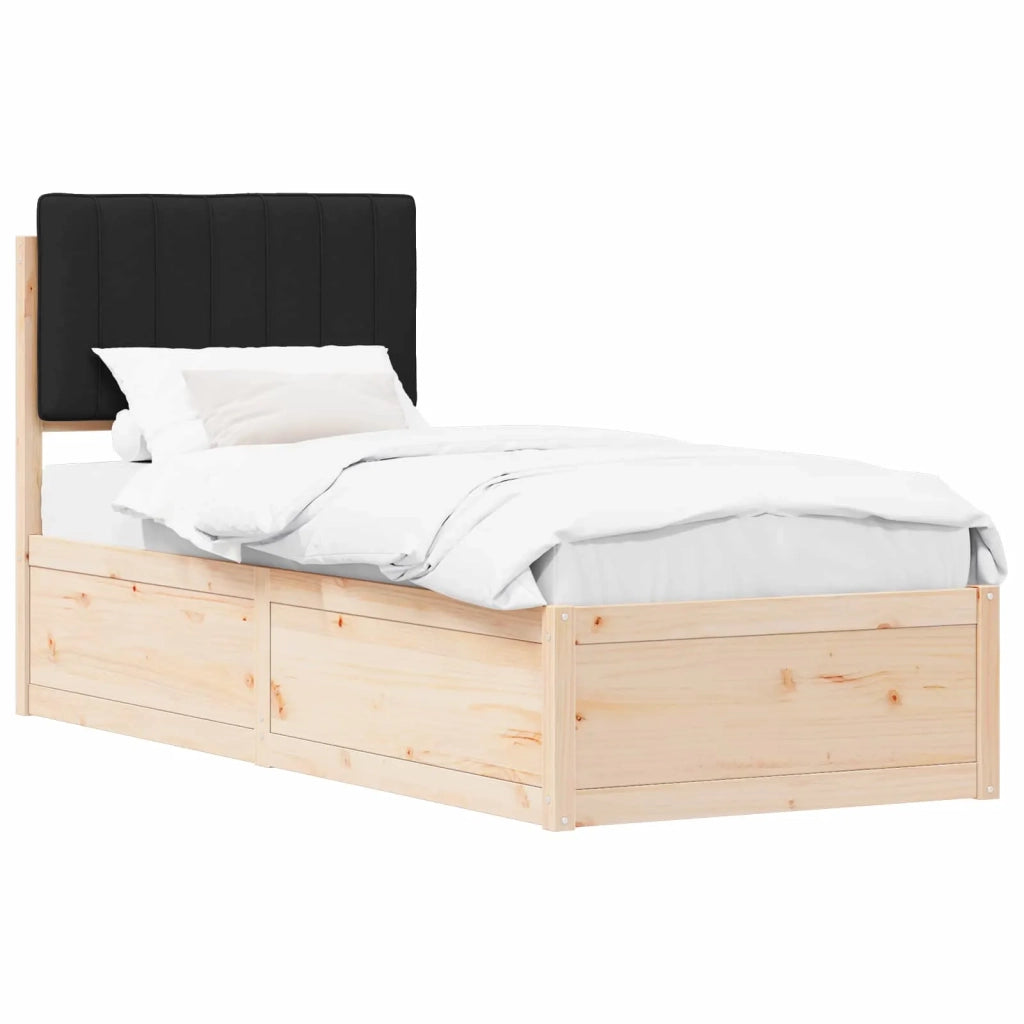 Letto con Testiera Rivestita Nero 80 x 200 cm Pino massello 877801