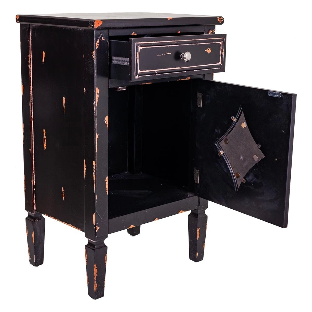 Comodino in legno nero 48x36x76