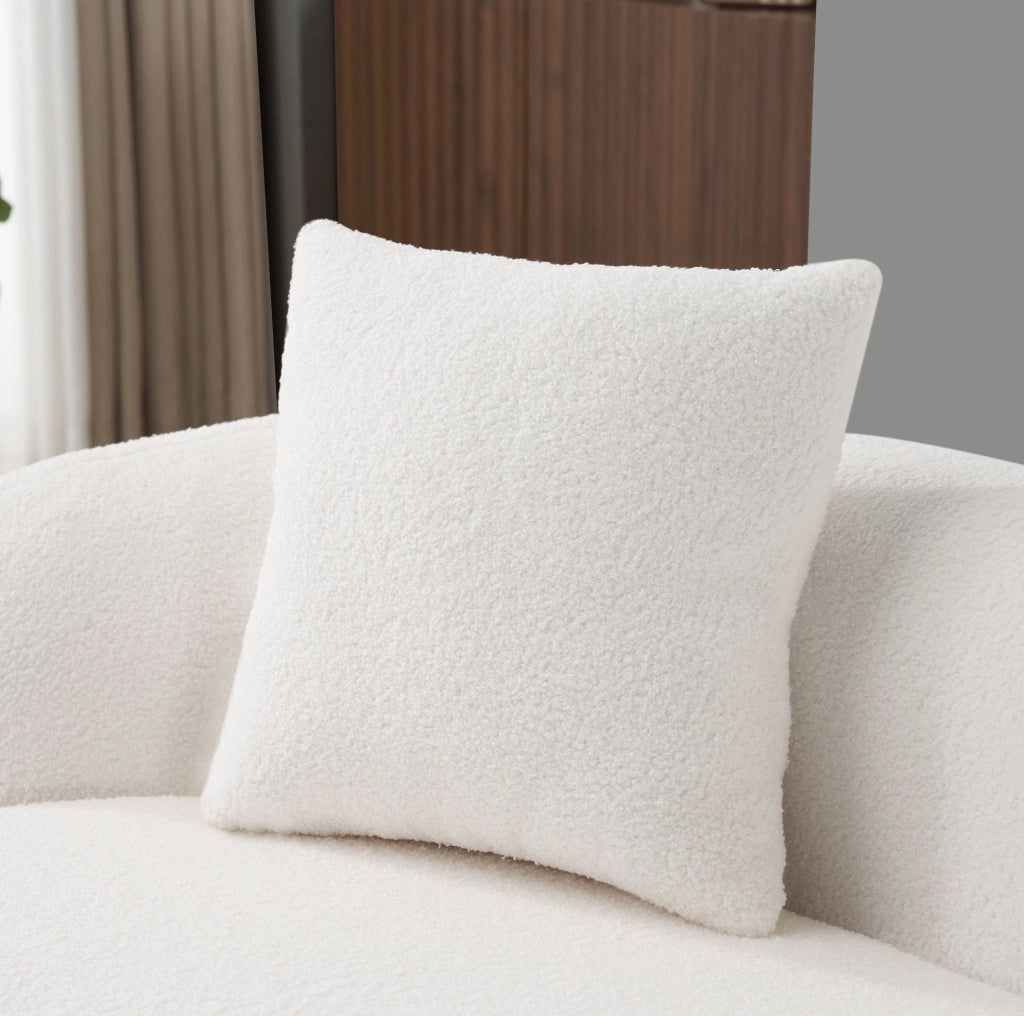 Divano loveseat 2 posti curvo con 2 cuscini; schiuma e molle; bianco
