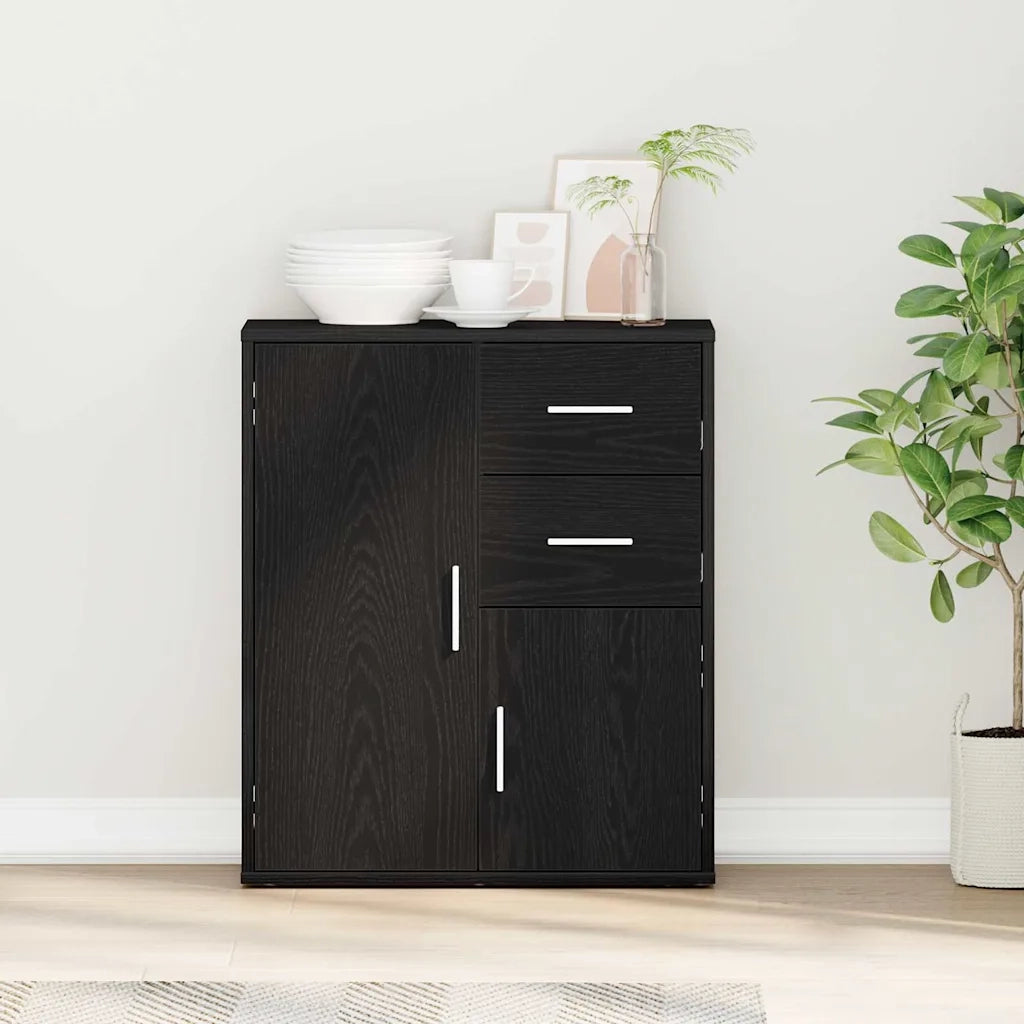 Credenza | Madia | Buffet da pranzo | Armadio da pranzo Rovere Nero 60 x 31 x 70 cm Legno multistrato