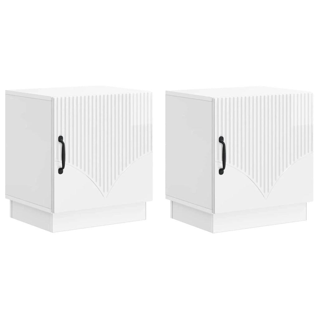 Comodino 2 pz Bianco Lucido 43 x 34,5 x 47 cm 895264