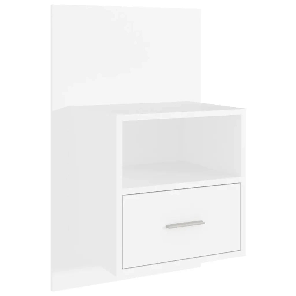 Set di 2 Comodini | Armadio da Notte | Mobiletto da notte a Parete Bianchi