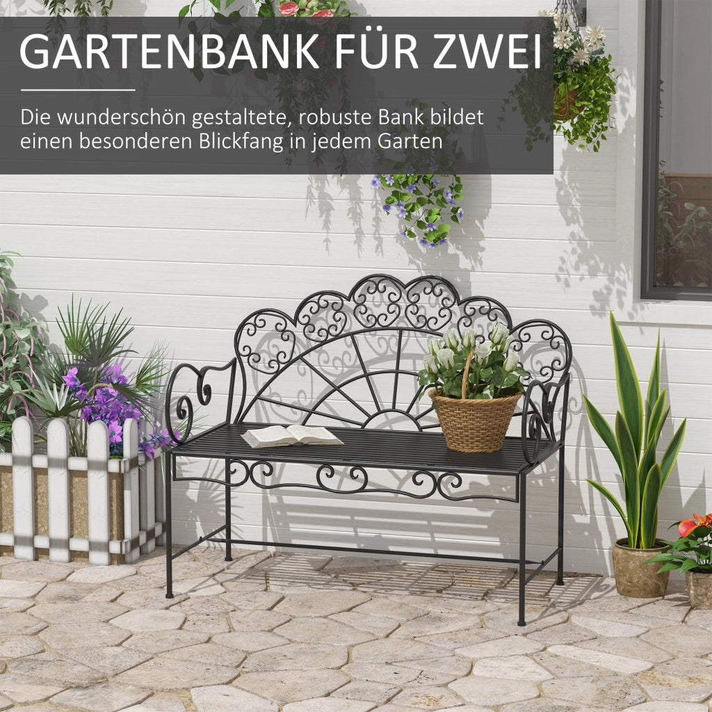 PANCHINA DA GIARDINO 2 posti 107 x 55,5 x 90,5 cm metallo nero
