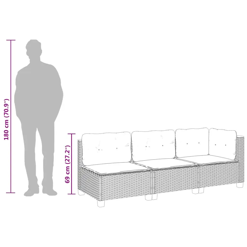 Divano da Giardino con Cuscini a 3 Posti-Sofa da Giardino-Divano da esterno Beige in Polyrattan 982455