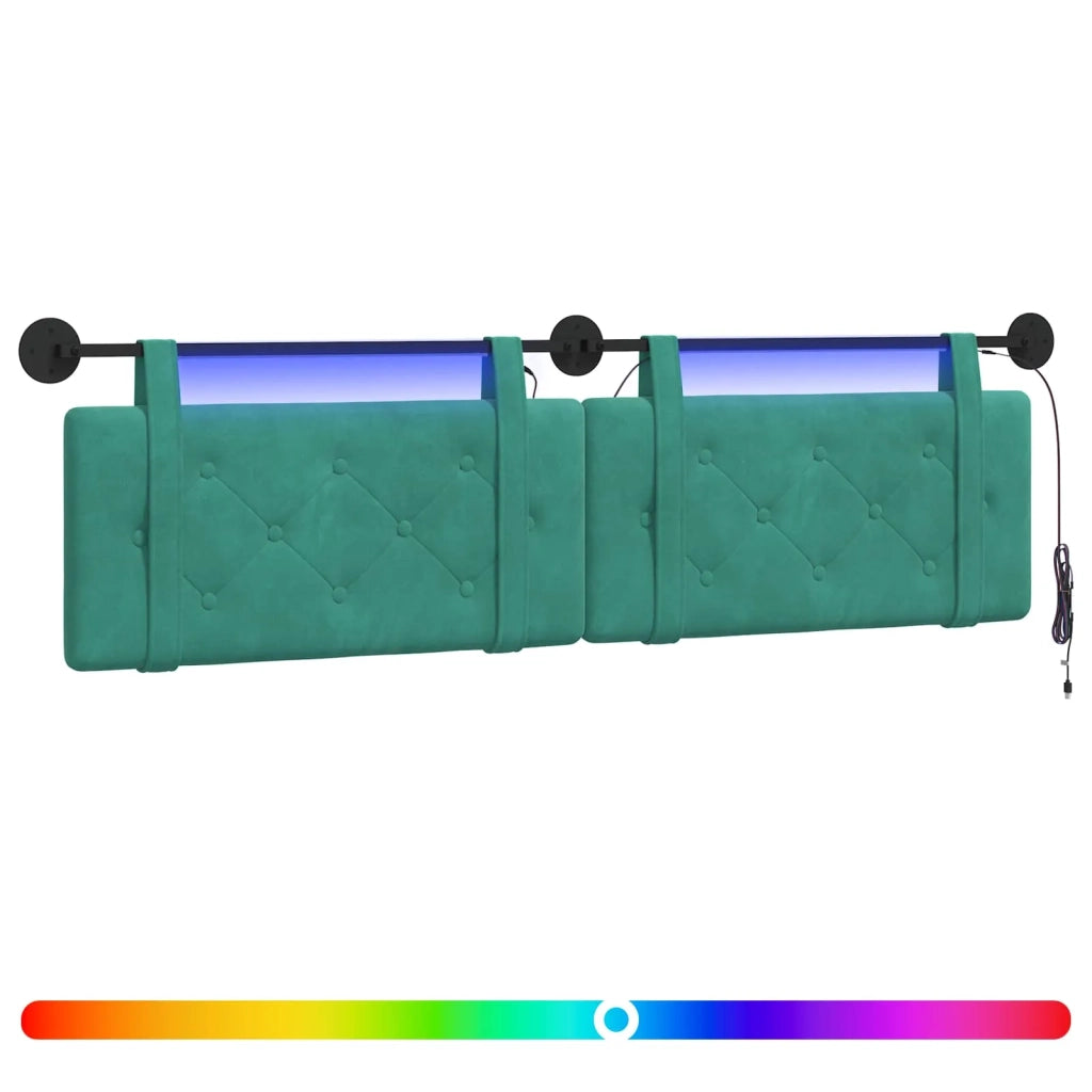 Testiera | Testata sospesa Con luce LED Turchese Velluto