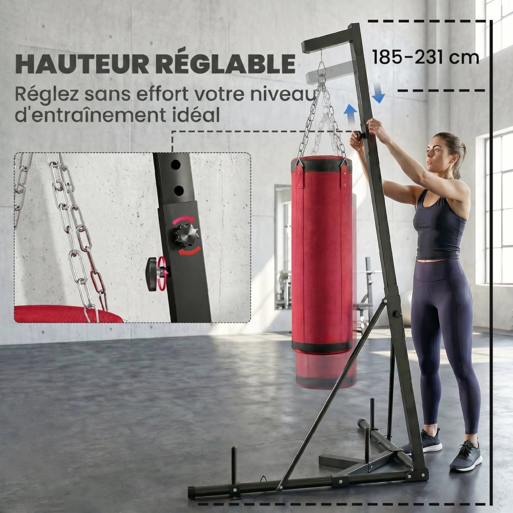 Supporto Sacco da Boxe Autoportante ¨C Xylo ¨C Base Zavorrata Regolabile 175x91x231cm Rosso