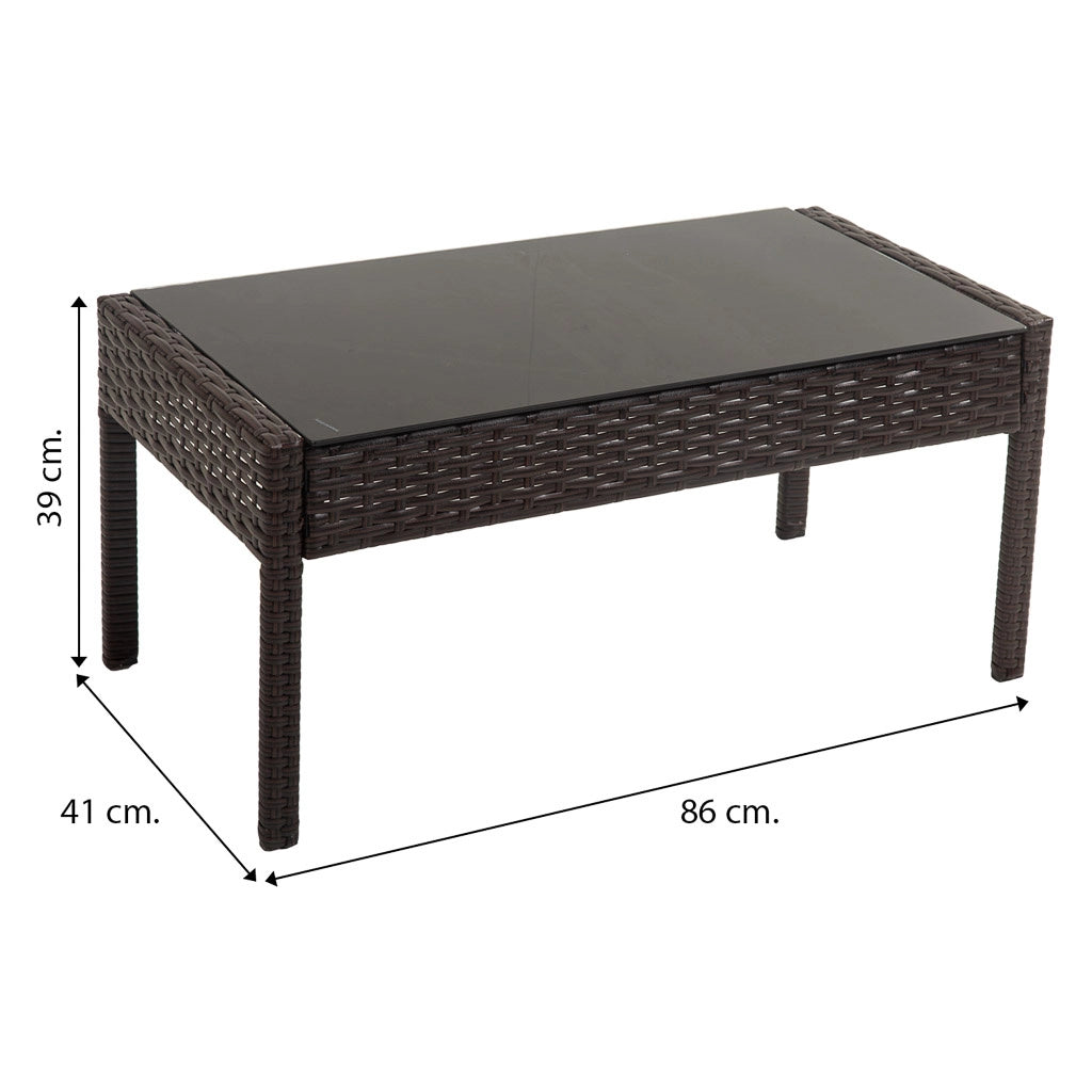 Set tavolo, divano e 2 poltrone marroni