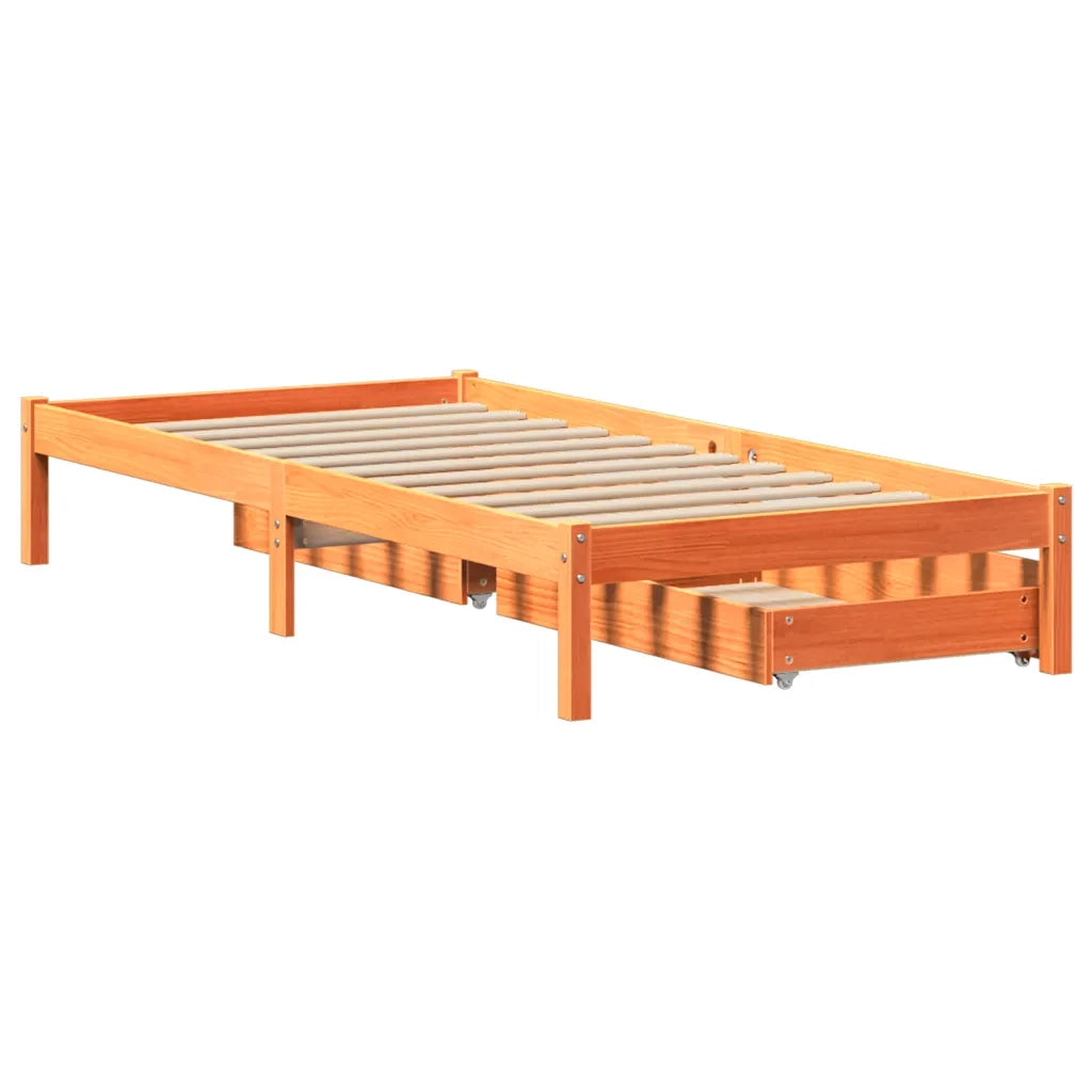 Letto senza Materasso-Struttura Letto Marrone Cera 100x200 cm in Legno di Pino 607831