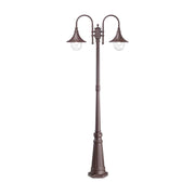 Lampione Esterno Rustico-Country Cima Alluminio Coffee 2 Luci E27