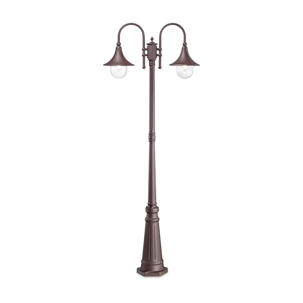 Lampione Esterno Rustico-Country Cima Alluminio Coffee 2 Luci E27
